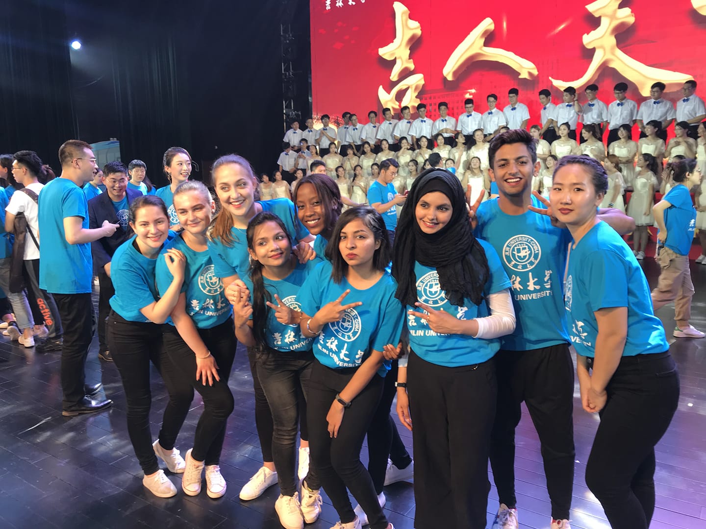 Group of international students at university in China